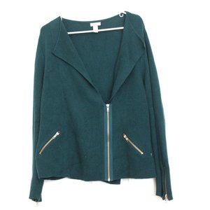 Chico's Cardigan Green Cozy Zipper Long Sleeves Colorful Women's Size XL